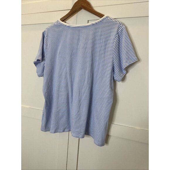 Croft & Barrow Women's V- Neck Tee Shirt Top Sz XXL - Blue Thin Stripe - Picture 12 of 12
